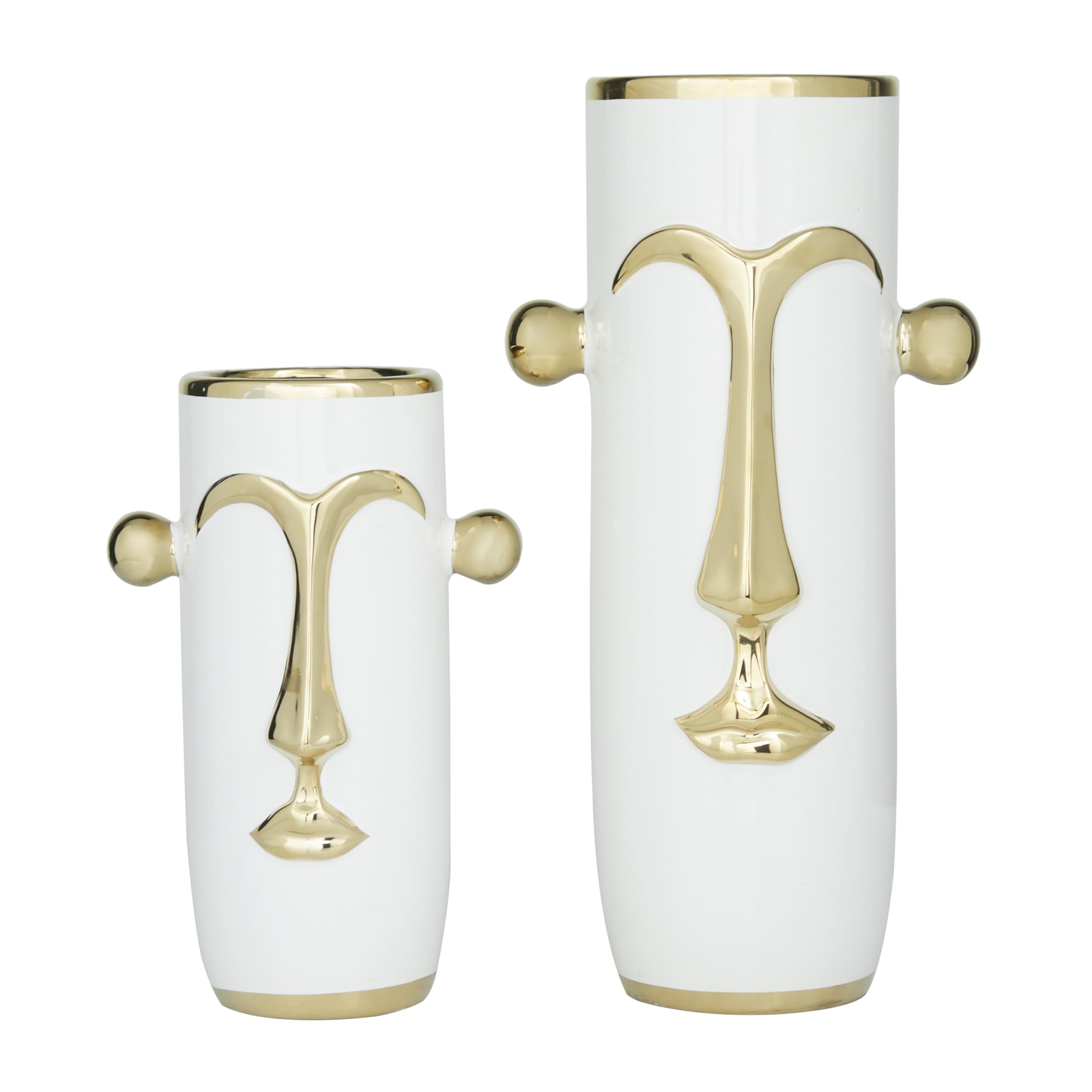 The Novogratz Ceramic Face Decorative Vase Centerpiece Vases with Gold Detail...