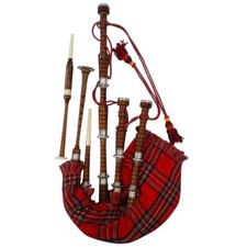 Scottish Great Highland Bagpipe Rosewood Natural Finish Silver mounts Tutor Book