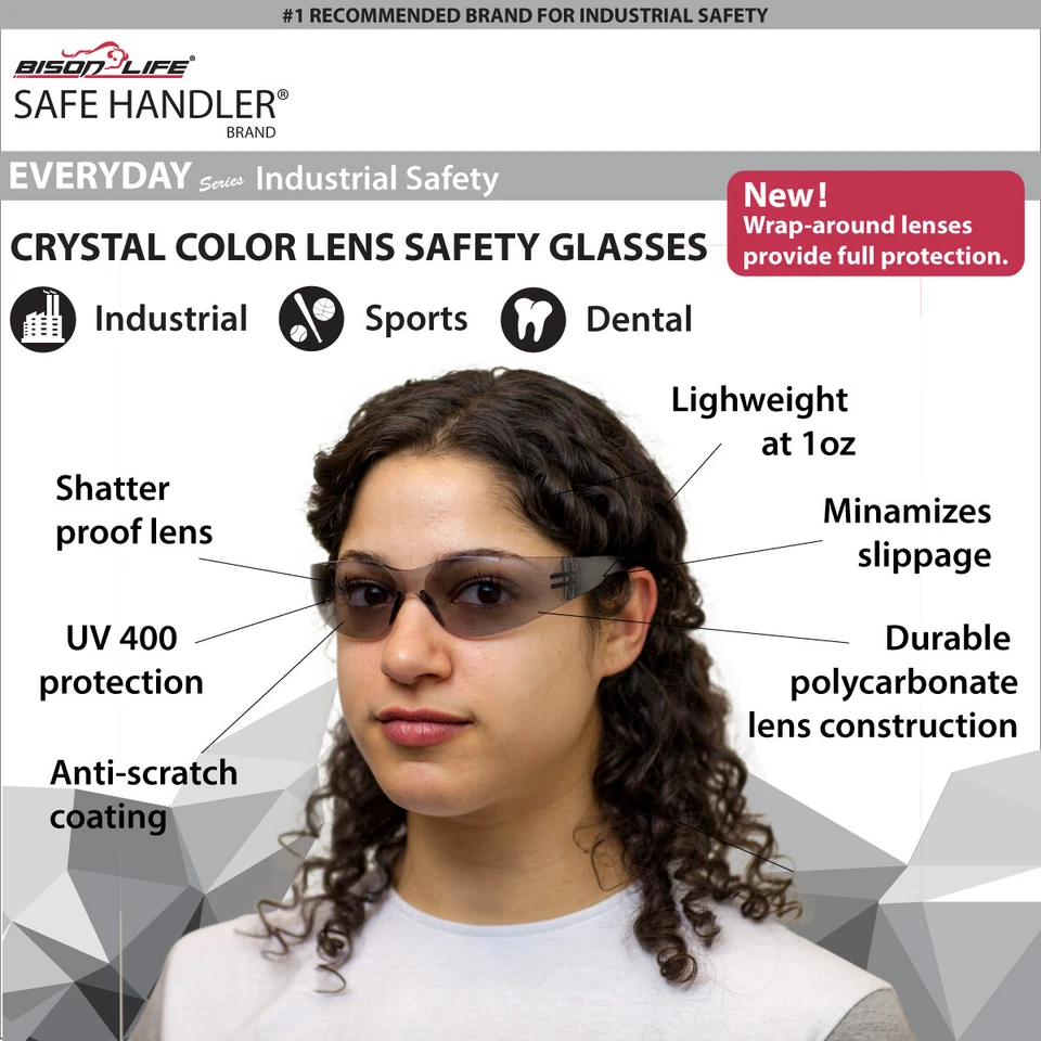 Gafas de seguridad de templo negro con lentes de color cristal (paquete de 144) Foto 2 de 4