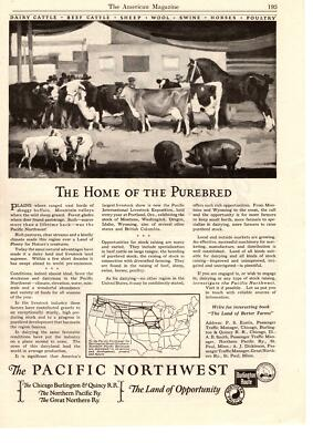 #ad 1923 Great Northern Pacific Chicago Burlington Route Quincy Railroad Print Ad $9.95