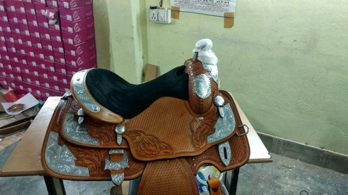 Western Pleasure Rindsleder Echtleder Silber Show Horse Sattel Tack 14 bis 18  - Bild 4 von 4