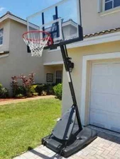 Spalding 54" Portable Basketball System Adjustable Hoop Backboard Angled Pole