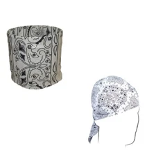Headwrap Biker White Black Paisley Cap Durag Multi Function Headwear Set Lot 2