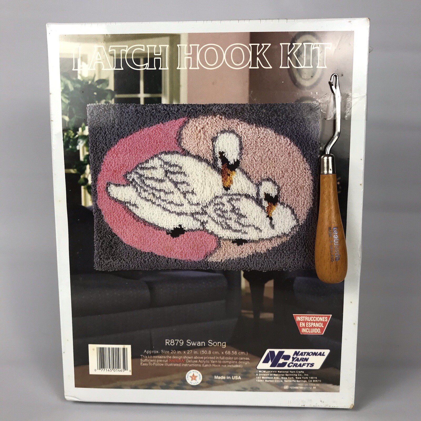 SWAN SONG Latch Hook Rug Kit #R879 National Yarn Crafts + BONUS Tool