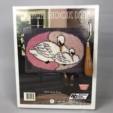 SWAN SONG Latch Hook Rug Kit #R879 National Yarn Crafts + BONUS Tool