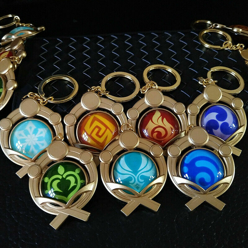 Genshin Impact Inazuma Vision Metal Keychain Key Ring Collection 