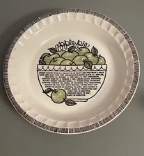 Vintage Royal China By Jeannette Green Apple 2” Deep Dish Pie Plate Recipe 11”
