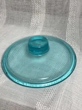 Vintage Peacock Clear  Blue Glass Lid Art Glass Mid Century Unique Replacement