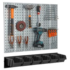 Scaffale a muro 78x72cm Sistema di stoccaggio in metallo cassette attrezzi Nero