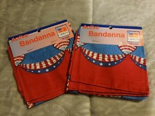 2 - American Hearts Cotton Bandanas Scarf Handkerchief Hanky 22" x 22". New