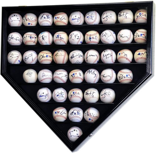 Vitrina de béisbol 43 madera negra MLB autógrafo estante de pelota soporte gabinete de pared - Imagen 3 de 22
