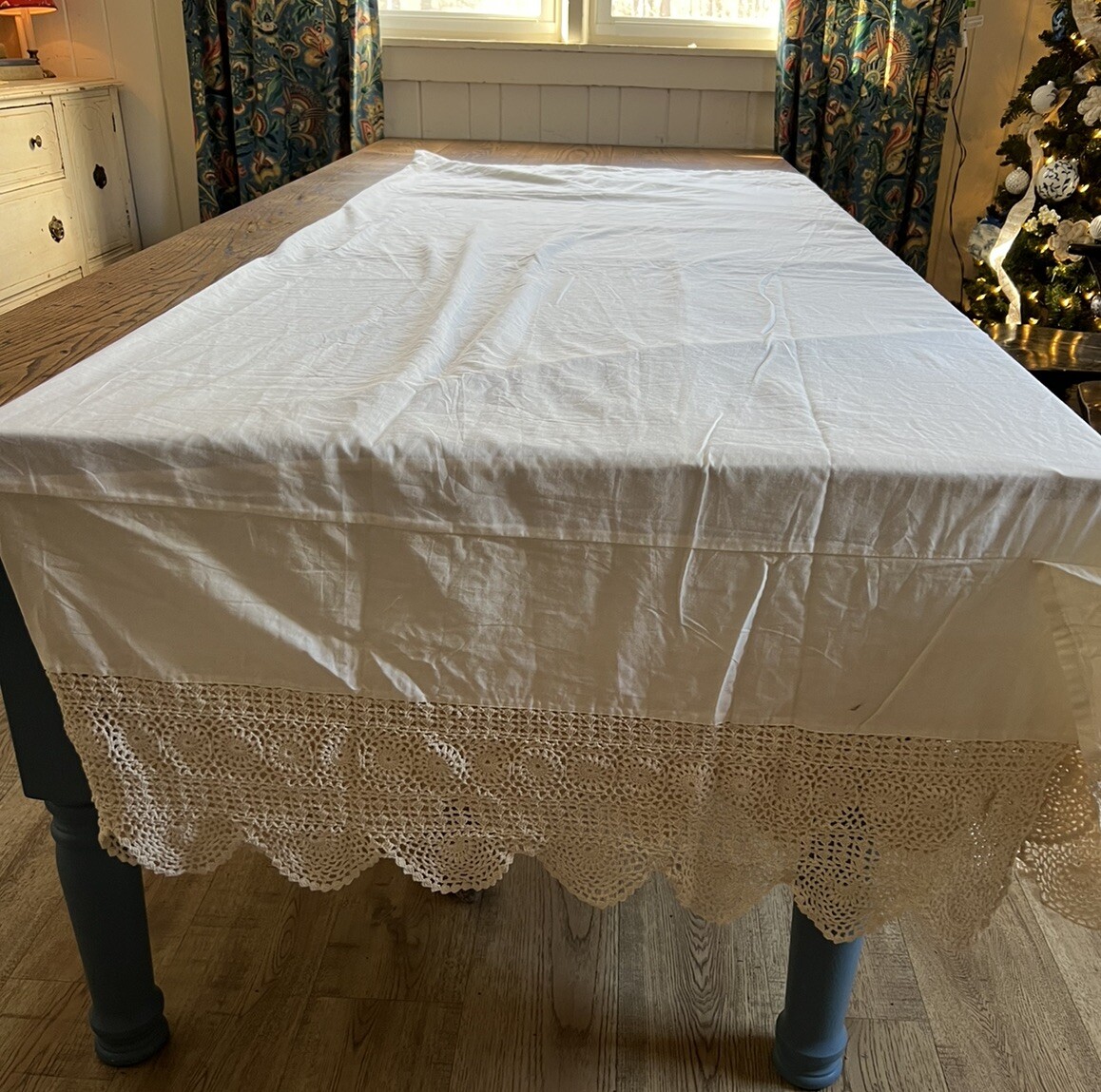 JCP Crochet Bed Skirt 100 Cotton King Size Cottage Country French