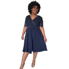 Nemidor Dress Size 18 Surplice Lace Short Sleeve Tea Length Mother of Bride