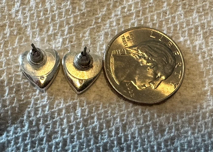 Juicy Couture White Enamel Rhinestone Heart Stud Pierced Earrings Front Banner - Image 4 of 4