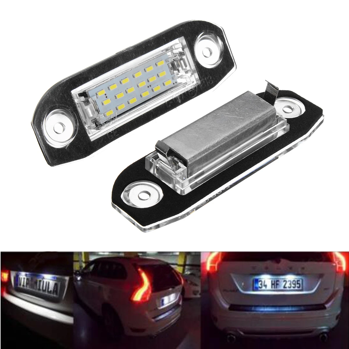 2x LED license plate lights for Volvo C30 S40 V50 S60 S80 V70 XC60