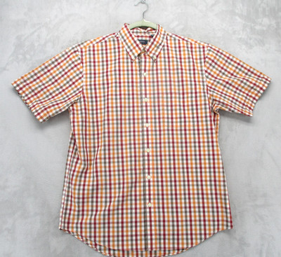 Arrow Shirt Mens Large Multicolor Check Short Sleeve Button Front Pocket Casual