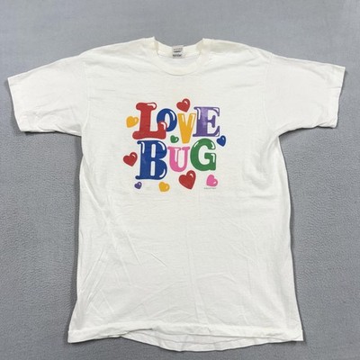 Vintage Fruit Of The Loom Shirt Mens Large White Love Bug Graphic T-Shirt Tee