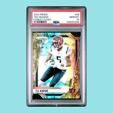 TEE HIGGINS 2024 PRIZM FOREST CAMO /15  PSA 10 05/15 JERSEY MATCH