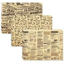 300Pcs Food Sheets, 12"x16" Greaseproof Sheets, Three Patterns Kraft, Large S...