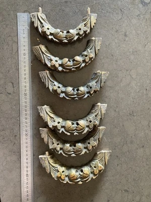 6 Antique French Giltwood Carved Elements Flowers 18th 19th C. Table Mirror - Photo 1/4
