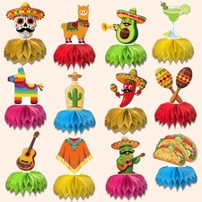 12 PCS Fiesta Mexican Party Decorations 8'' Honeycomb Cinco De Mayo Taco Decor