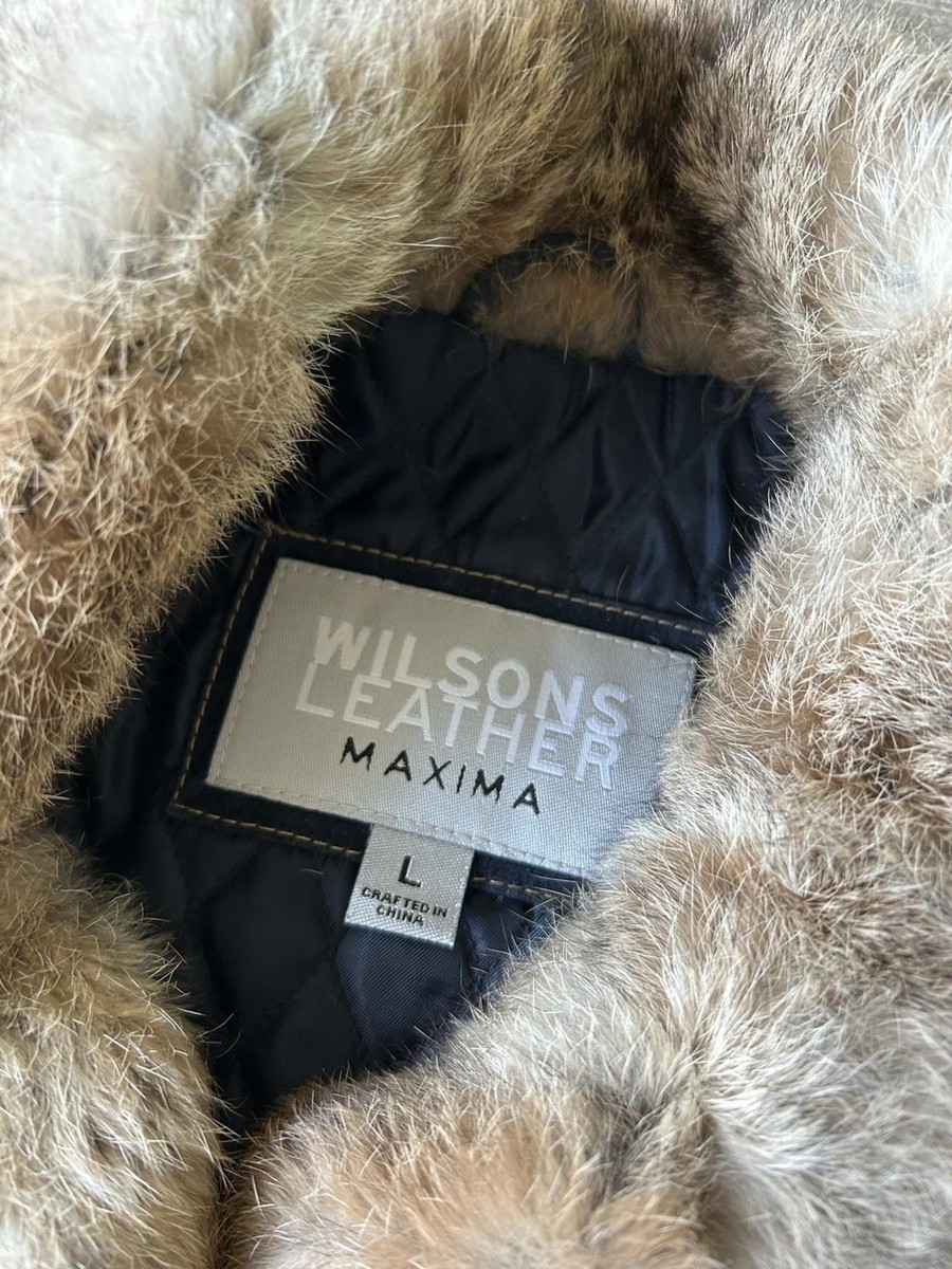 Wilsons Leather Maxima Genuine Rabbit Fur Coat Suede Jacket