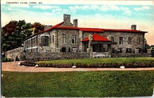 Vintage Country Club York PA Stone Building Postcard Tichnor