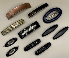 Vtg Hair Barrette Lot Of 11 Black, Navy, Brown 90  s 2000  s