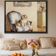 Lhasa Apso Oil Painting Canvas Print for Living Room Dog Decor Wall Art
