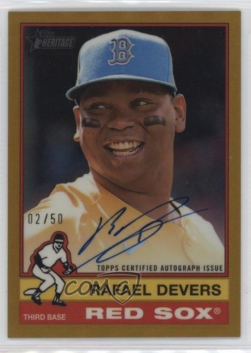 Rafael Devers [Gold Border] #BCA-RD 2025 Topps Heritage Chrome Autograph card