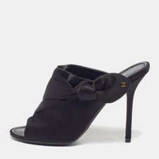 Louis Vuitton Size 38.5 Black Satin Mules