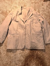 Burton Mens Beige Cotton Linen Casual Blazer Jacket Sport Coat Beige Size Large