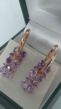 Vintage 1990-s 14 Ct Rolled Gold Amethyst Earrings-Hallmarked 585 RG