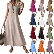 Women's Sleeveless V-Neck Back-Zip Jumpsuit / Elegant Full-Length Jumpsuit