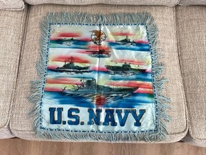 VTg WW II PILLOWCASE "US Navy Ships Battleship 1940s Aircraft Carrier 16 x 17