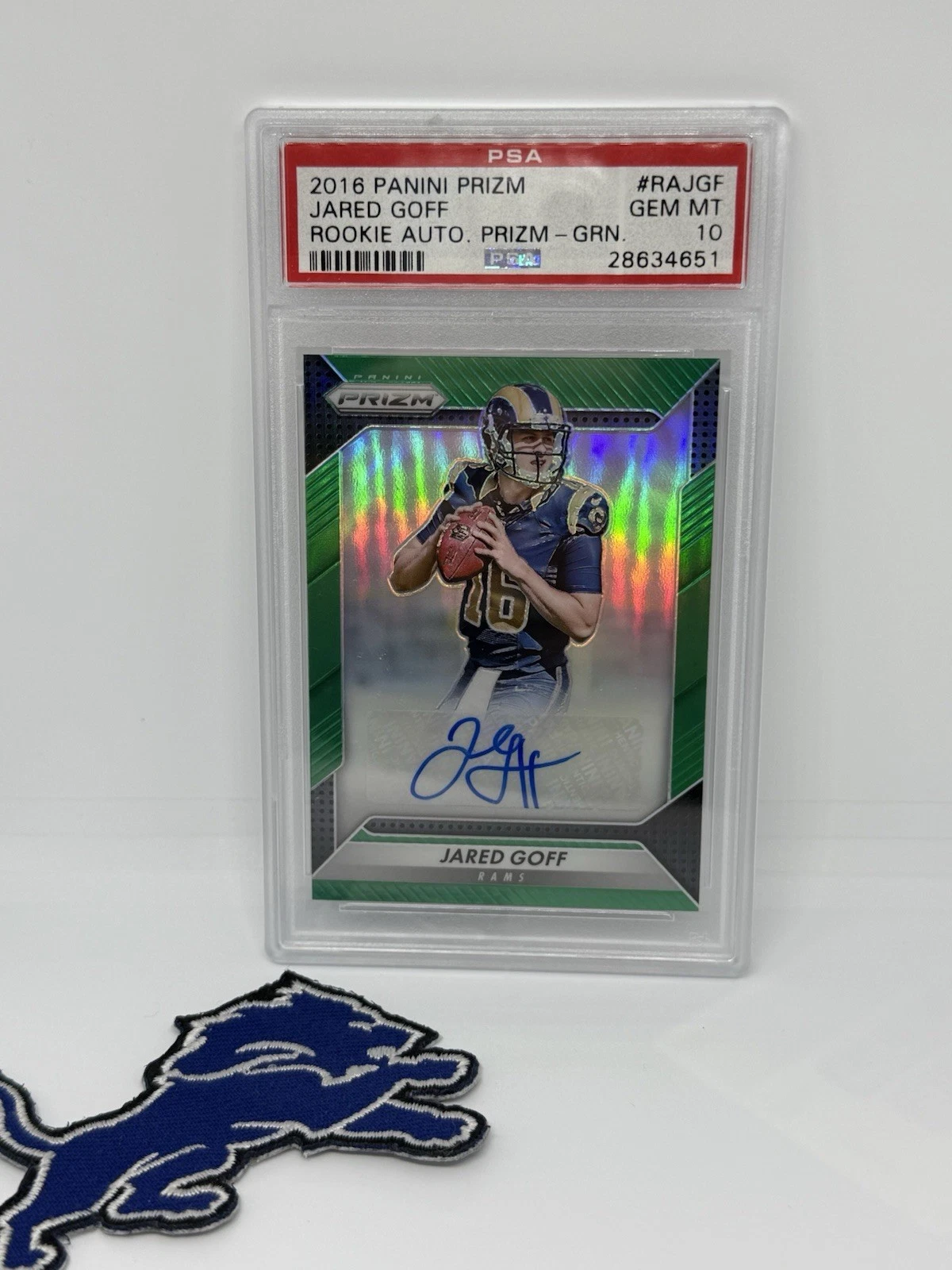 Jared Goff Panini Prizm Rookie Autograph Prizm #RAJGF Green