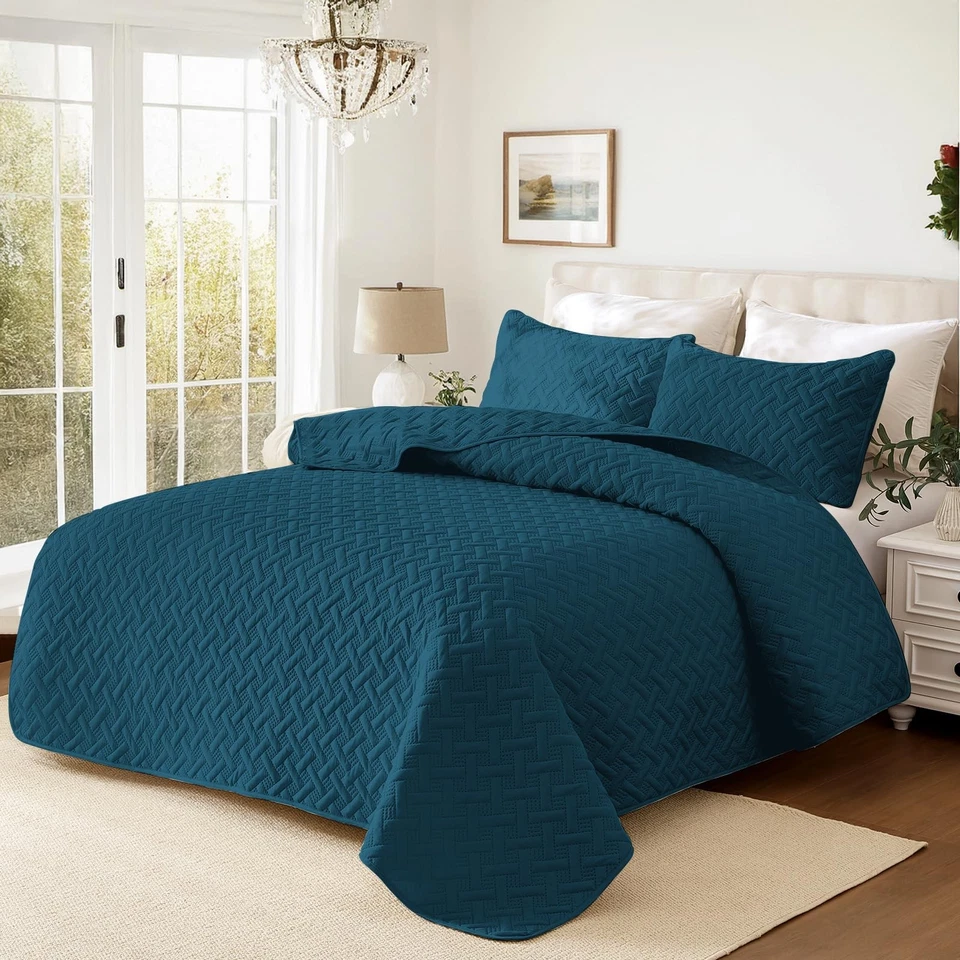 Conjunto de Colcha Tamanho Twin Azul Marinho Leve Macia Boho Conjunto de Cama para Todos os Seaso... - Imagem 2 de 4