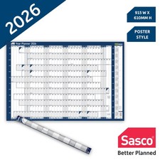 Image of 2026 Wall Planner Poster Style Year Calendar with Wet Wipe Pen & Stickers