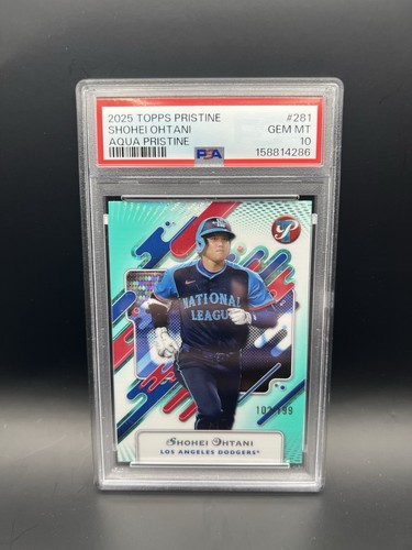 2025 Topps Pristine - Shohei Ohtani #281 Aqua Refractor /199 PSA 10