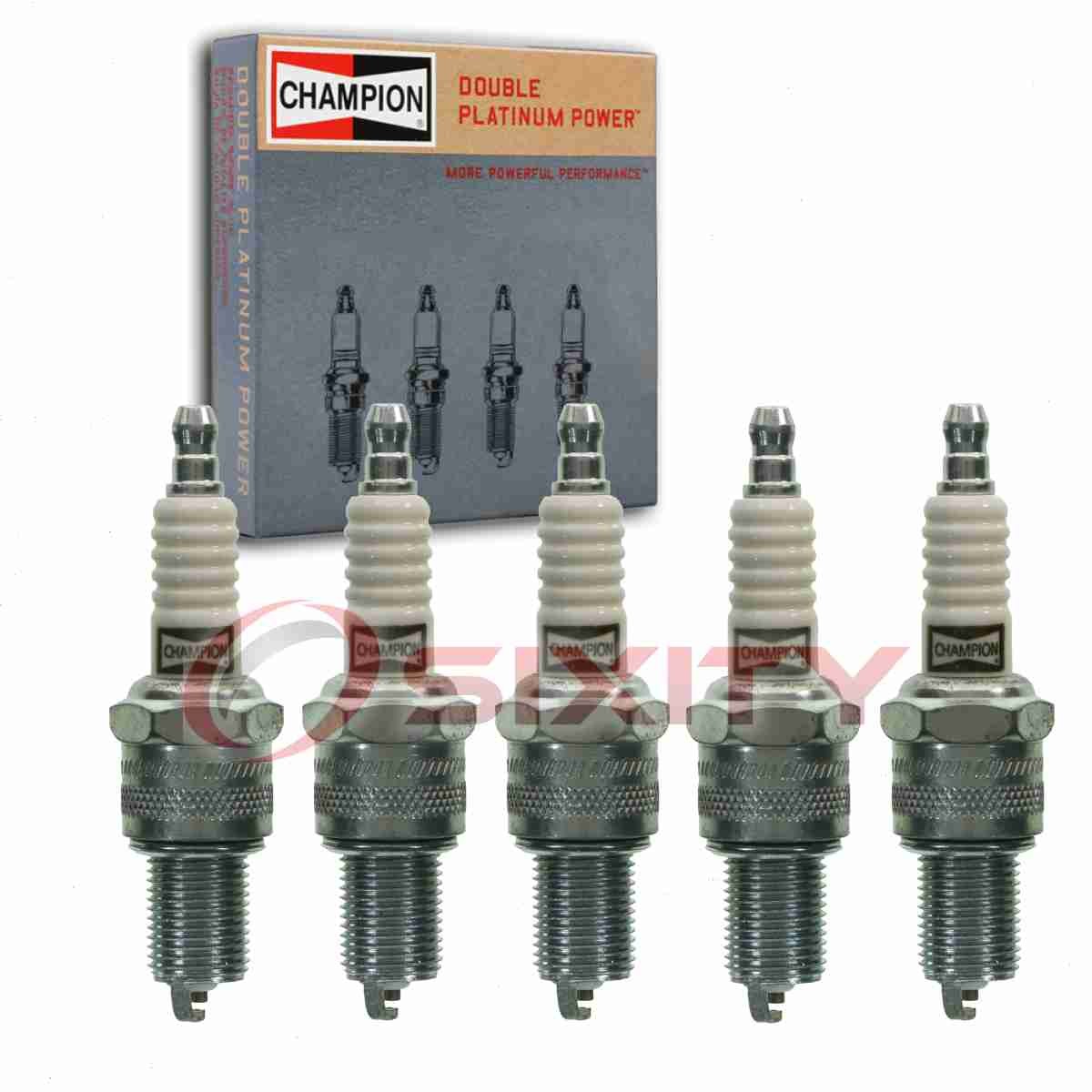 5 pc Champion Double Platinum Spark Plugs for 1988-1992 Audi 80 Quattro 2.3L gx
