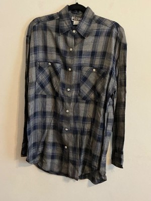 Uniti Casual Plaid Blue Button Down pockets men s long sleeve Shirt size M
