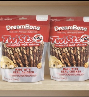 DreamBone Twists Wrapped with Chicken Free Dog Chews 50ct + 50ct (Pack of 2)