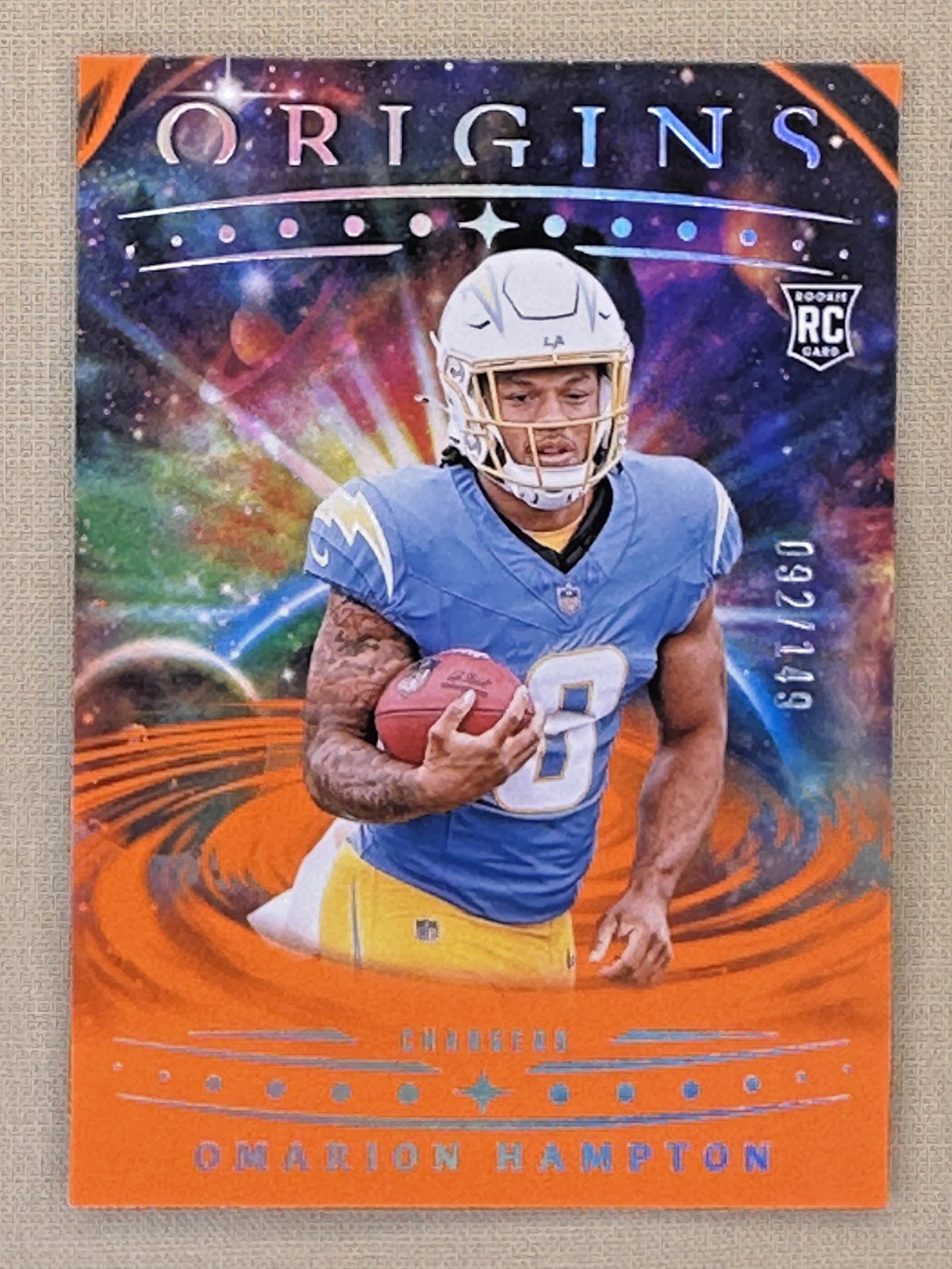 2025 Panini Origins Omarion Hampton RC Orange /149 Los Angeles Chargers RB #134
