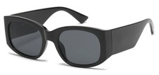 Womens Retro Square Sunglasses Black Frame Gray Lens Gradient UV400 Plastic
