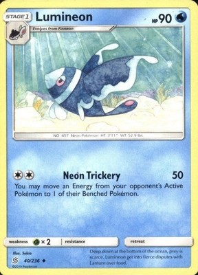 Lumineon 40/236  Rare  Cosmic Eclipse 2019 Pokémon TCG Card Illus. Sekio