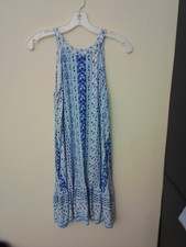 LOFT Womens Halter Sundress Size S Blue White Floral Paisley Sleeveless