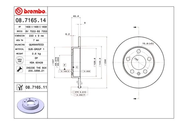 For Volkswagen Jetta 99-09 Brembo UV Coated Series Plain Solid Rear Brake Rotor Foto 2 de 4