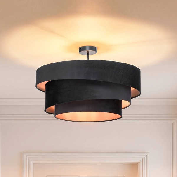 Lindby Deckenlampe 'Jusari' (Modern) In Schwarz Aus Textil (3 Flammig, E27) - De-image