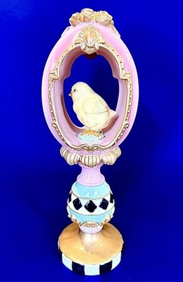 Pink Easter Egg & Baby Chick On Mackenzie Style Pedestal 12  NEW IN BOX
