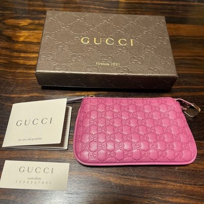 Gucci GUCCI Brand New Unused Pink Coin Case with Key Ring GG Pattern Wallet Auth
